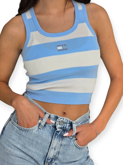 חולצה TOMMY HILFIGER CROP STRIPE TANK