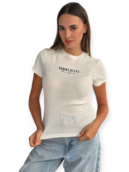 חולצה TOMMY HILFIGER SLIM LOGO 2 POINTELLE TEE