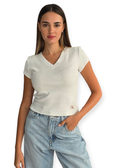 חולצה CALVIN KLEIN WOVEN LABEL RIB