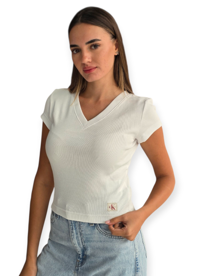 חולצה CALVIN KLEIN WOVEN LABEL RIB