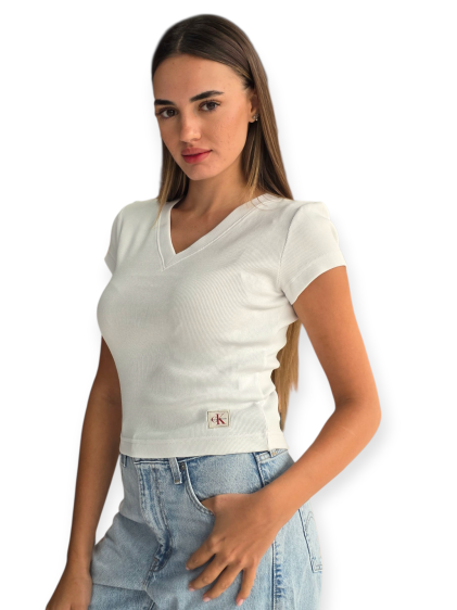 חולצה CALVIN KLEIN WOVEN LABEL RIB