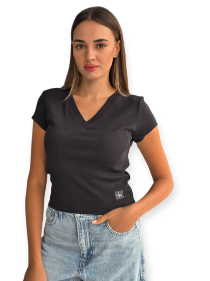 חולצה CALVIN KLEIN WOVEN LABEL RIB