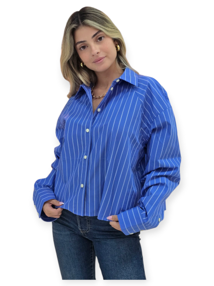 חולצה CALVIN KLEIN STRIPED BOXY CROPPED SHIRT