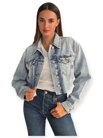 מעיל TOMMY HILFIGER CROPED TRUCKER JACKET