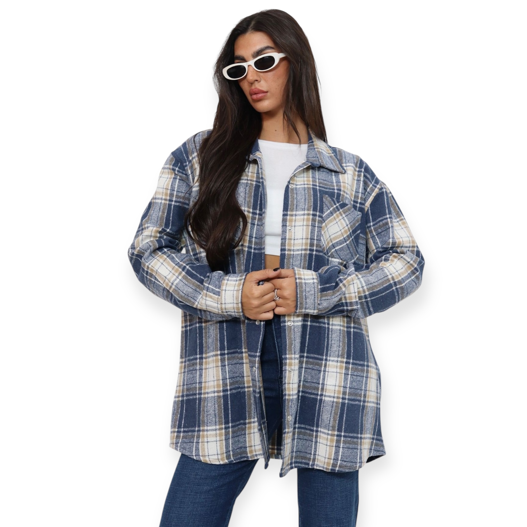 חולצה משבצות סק-סו OVERSHIRT