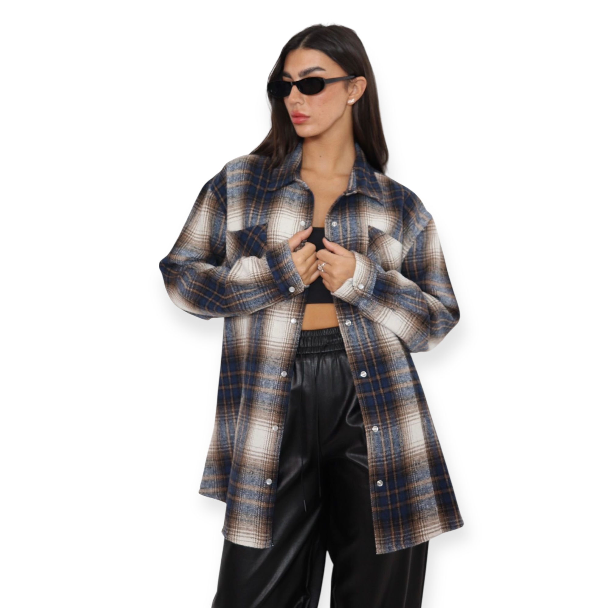 חולצה משבצות סק-סו OVERSHIRT