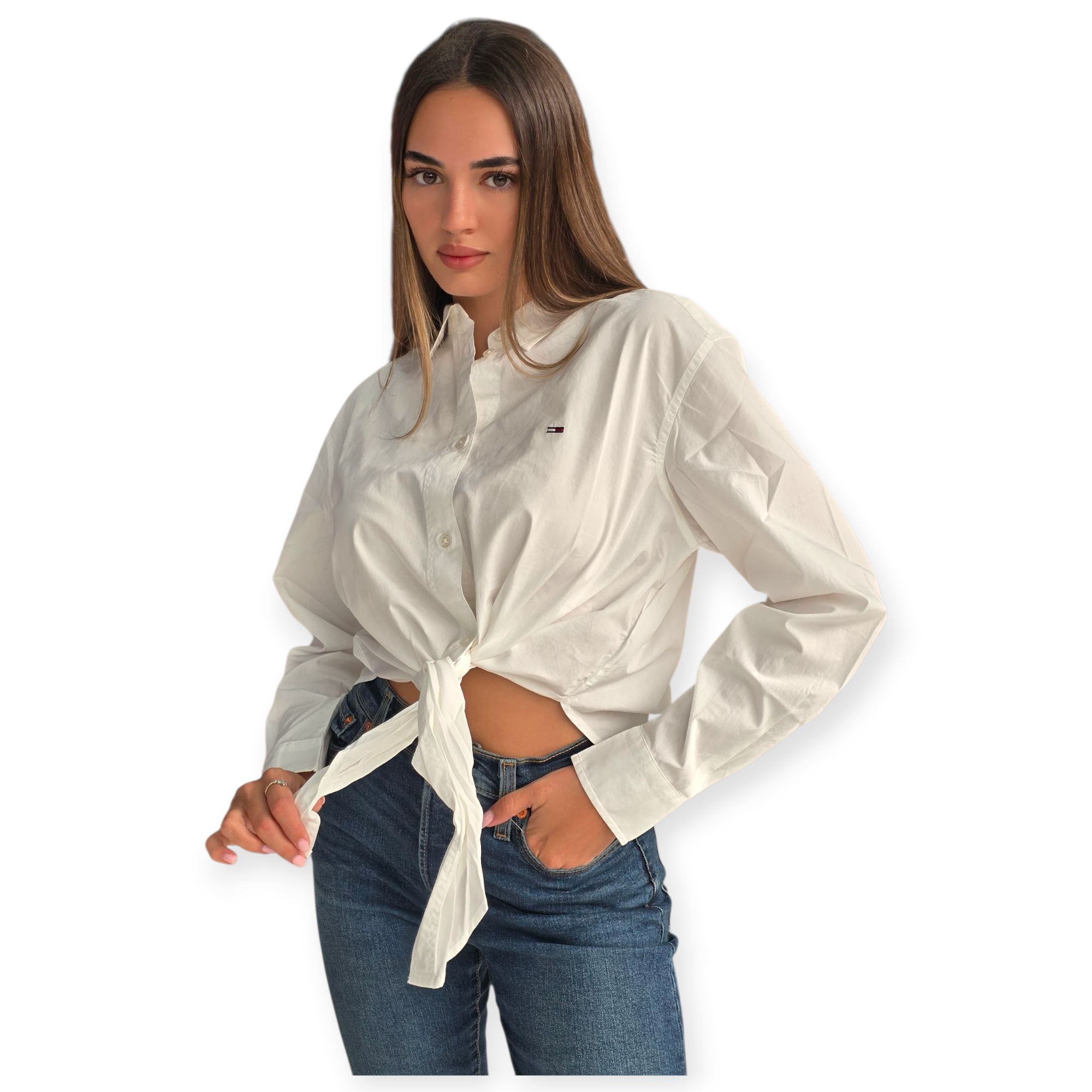 חולצה TOMMY HILFIGER TJW LS TIE FRONT SHIRT חולצה TOMMY HILFIGER TJW LS TIE FRONT SHIRT