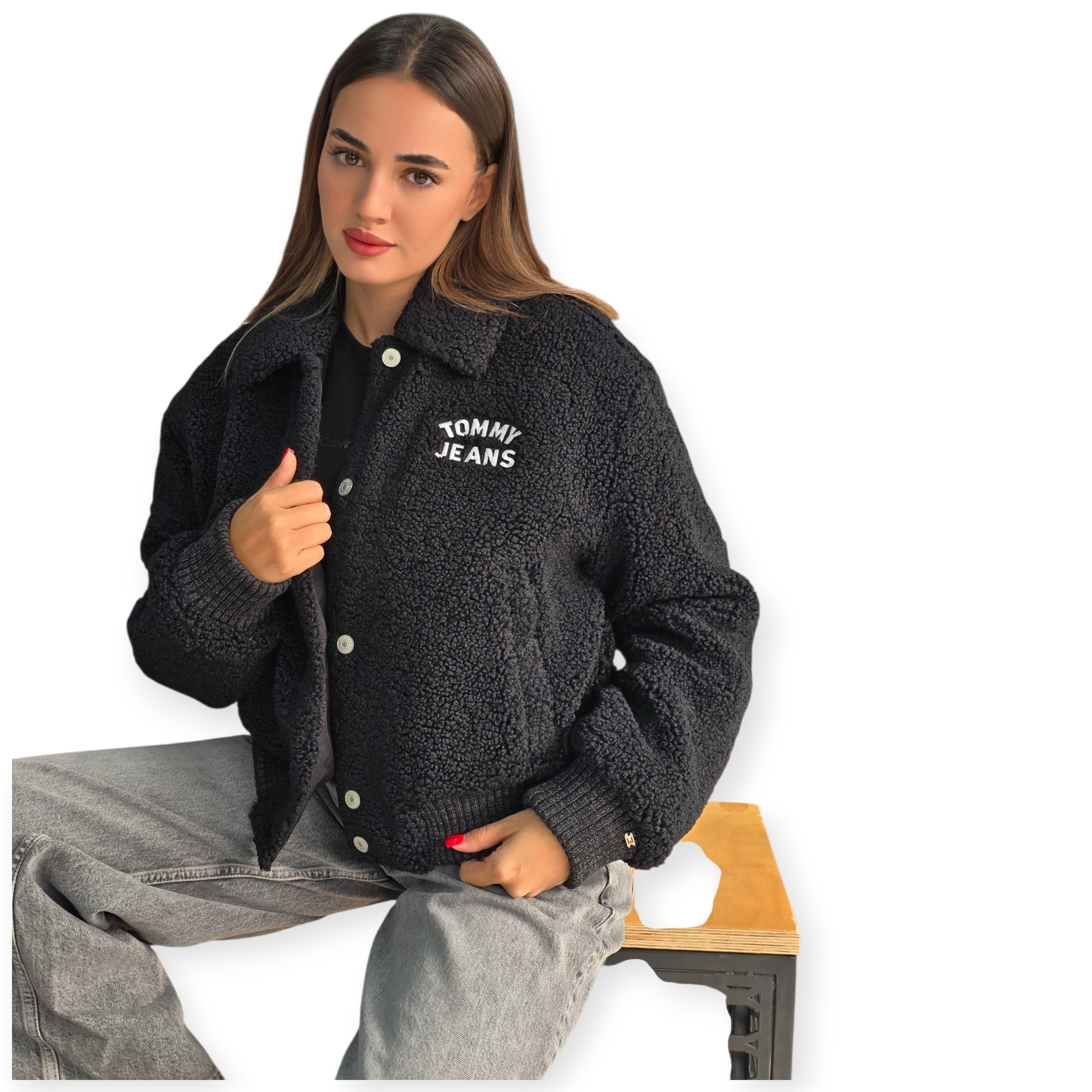 מעיל TOMMY HILFIGER TEDDY VARSITY BOMBER מעיל TOMMY HILFIGER TEDDY VARSITY BOMBER