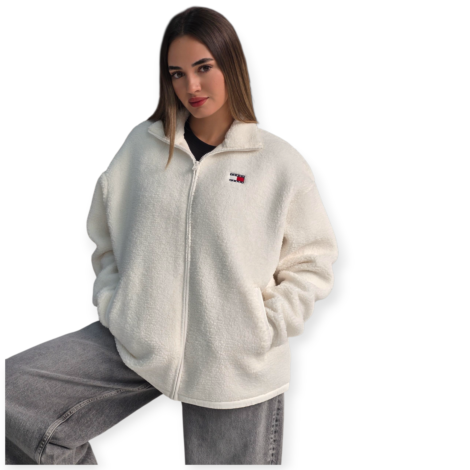 זקט TOMMY HILFIGER THROUGH BADGE TEDDY זקט TOMMY HILFIGER THROUGH BADGE TEDDY