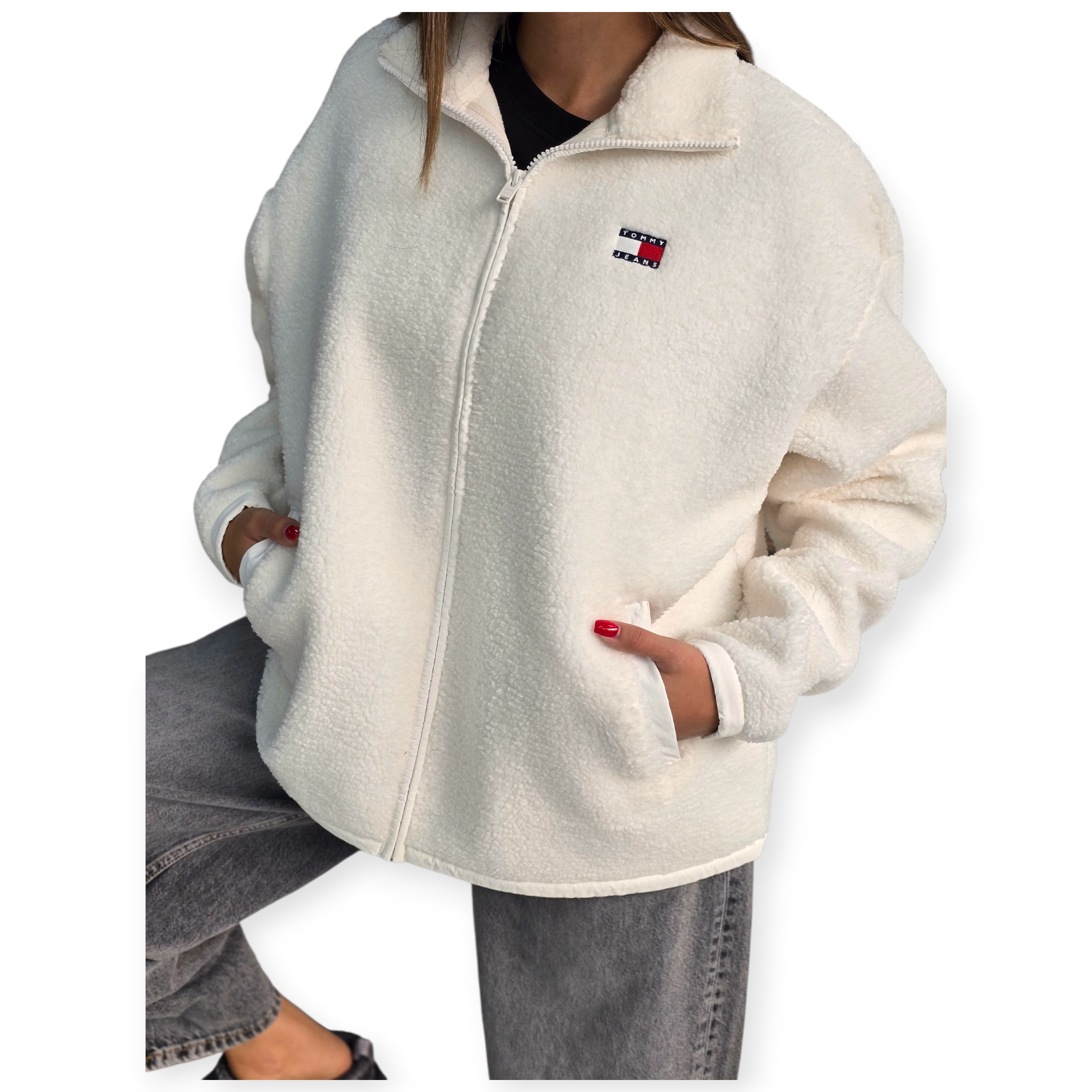זקט TOMMY HILFIGER THROUGH BADGE TEDDY זקט TOMMY HILFIGER THROUGH BADGE TEDDY