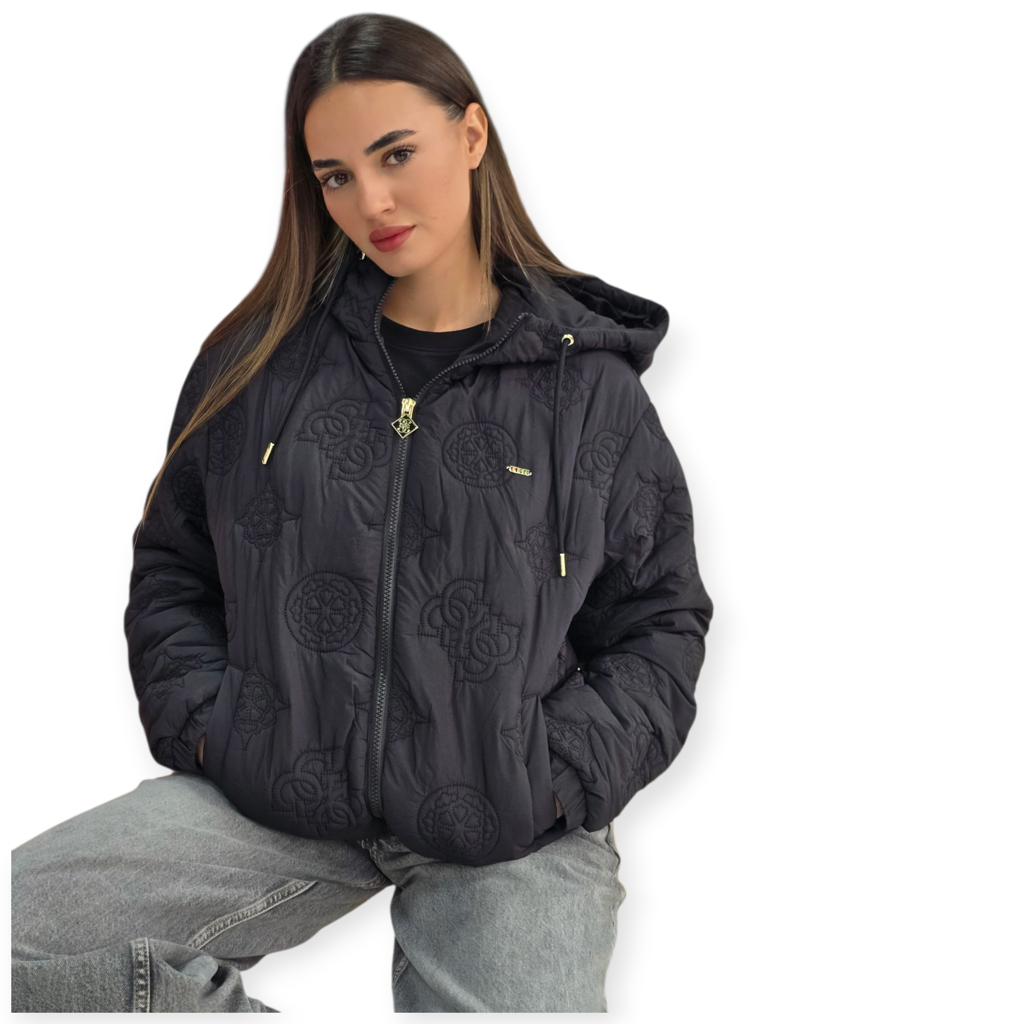זקט GUESS HOODIE PUFFER JACKET זקט GUESS HOODIE PUFFER JACKET