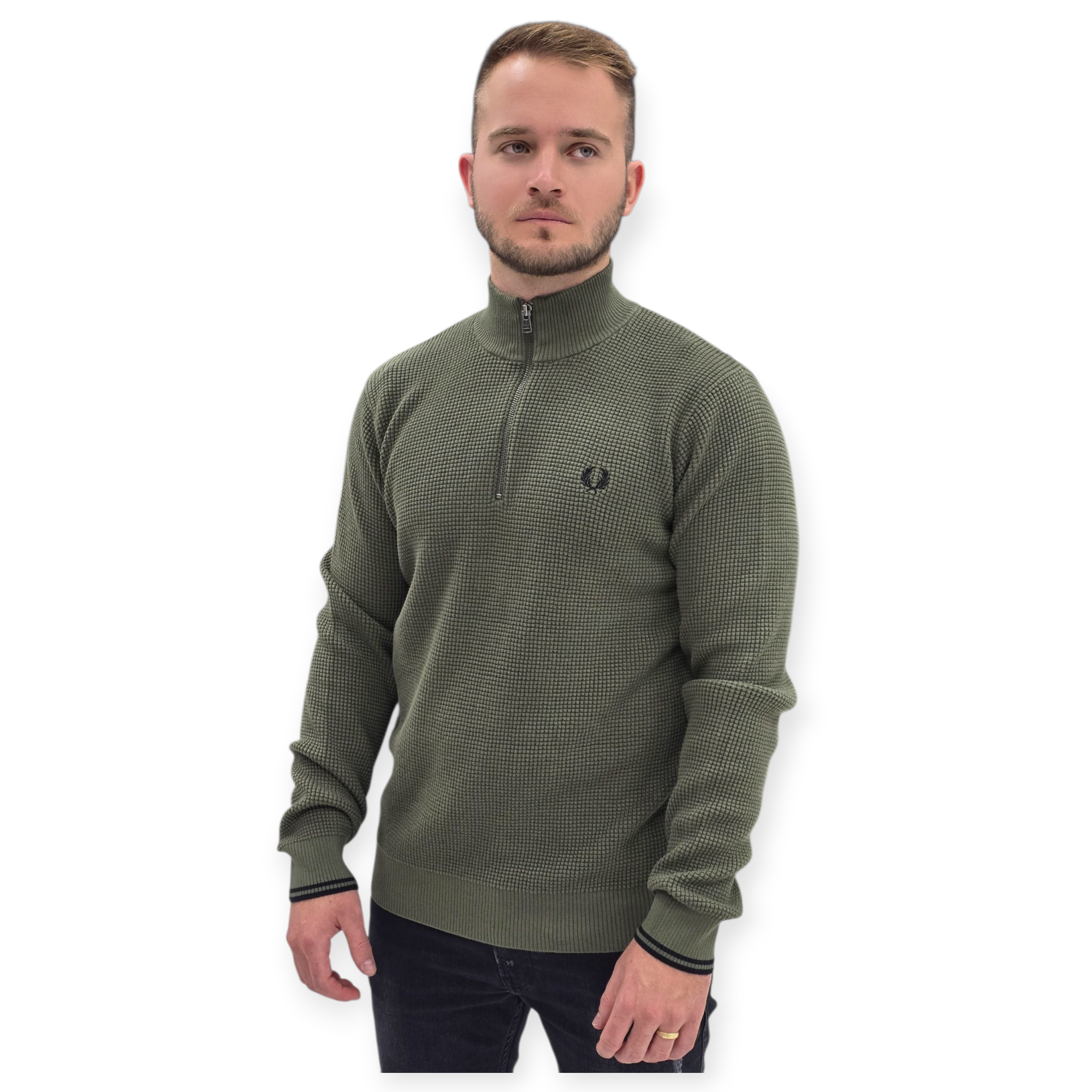 חולצה FRED PERRY WAFFLE STITCH HALF ZIP JUMPER חולצה FRED PERRY WAFFLE STITCH HALF ZIP JUMPER