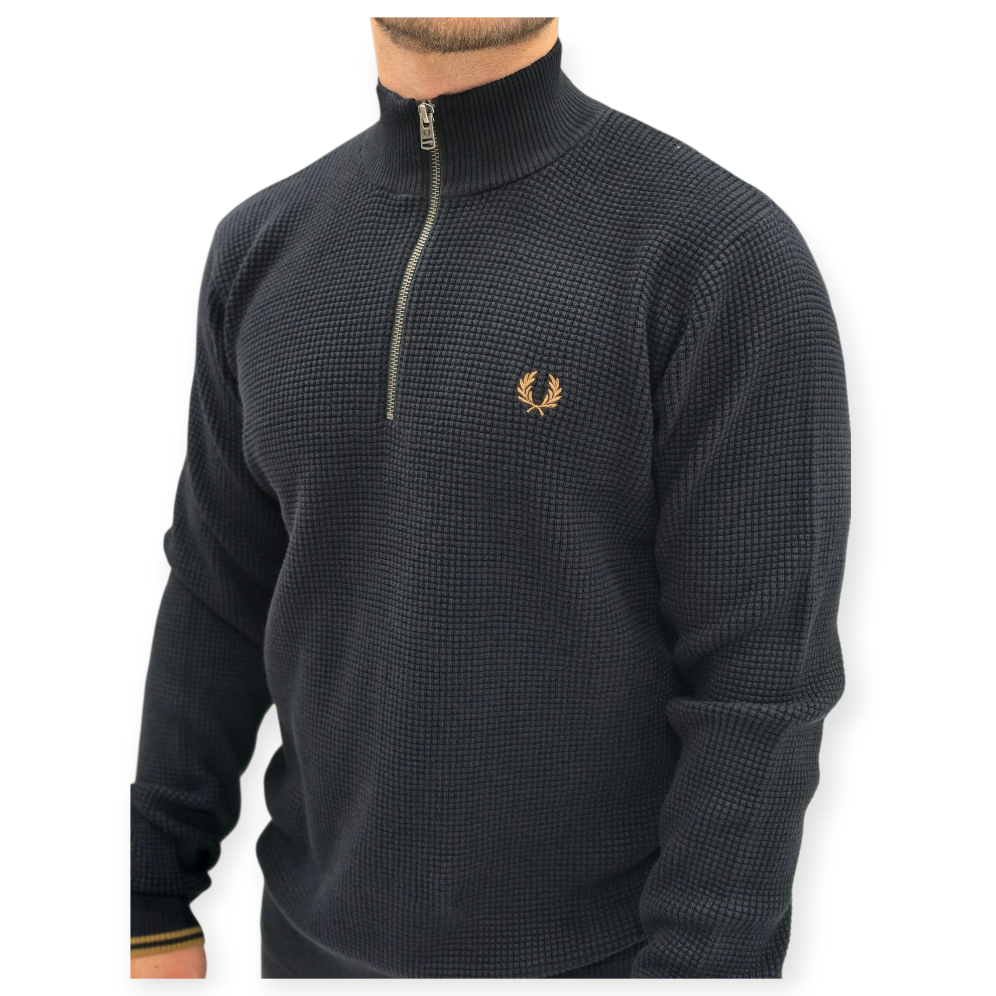 חולצה FRED PERRY WAFFLE STITCH HALF ZIP JUMPER חולצה FRED PERRY WAFFLE STITCH HALF ZIP JUMPER