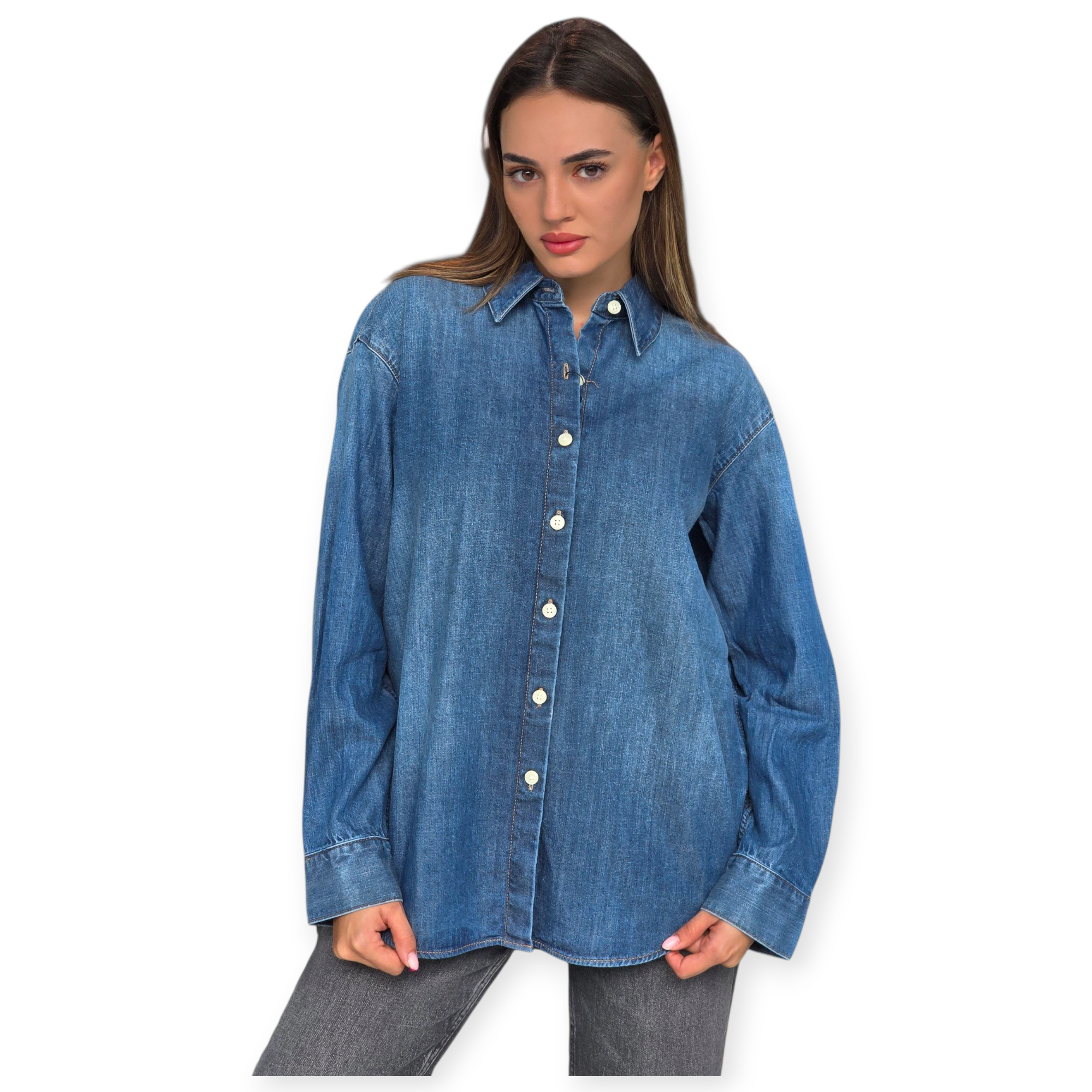 חולצה CALVIN KLEIN OVERSIZED INDIGO SHIRT חולצה CALVIN KLEIN OVERSIZED INDIGO SHIRT