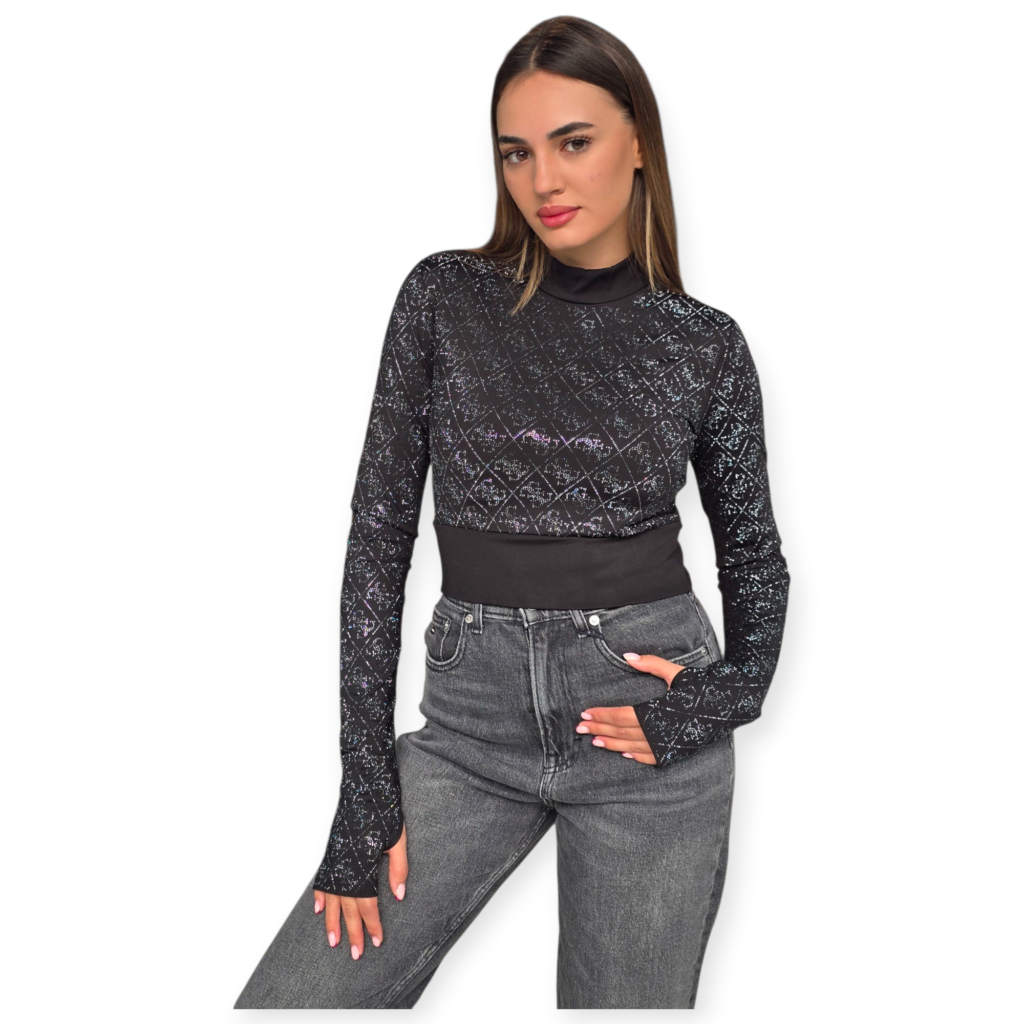 חולצה ערב GUESS MOCK DEBBY CROP חולצה ערב GUESS MOCK DEBBY CROP