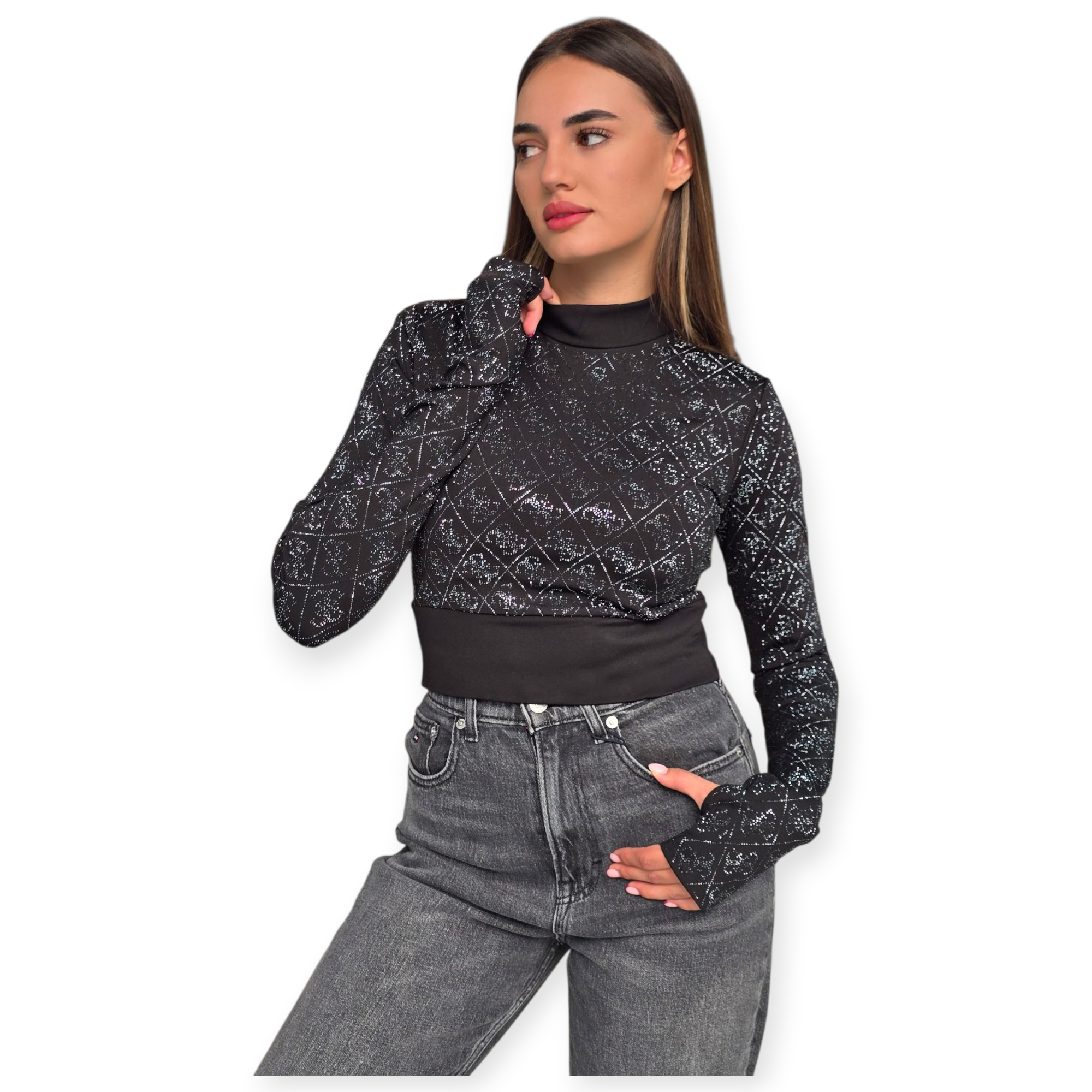 חולצה ערב GUESS MOCK DEBBY CROP חולצה ערב GUESS MOCK DEBBY CROP