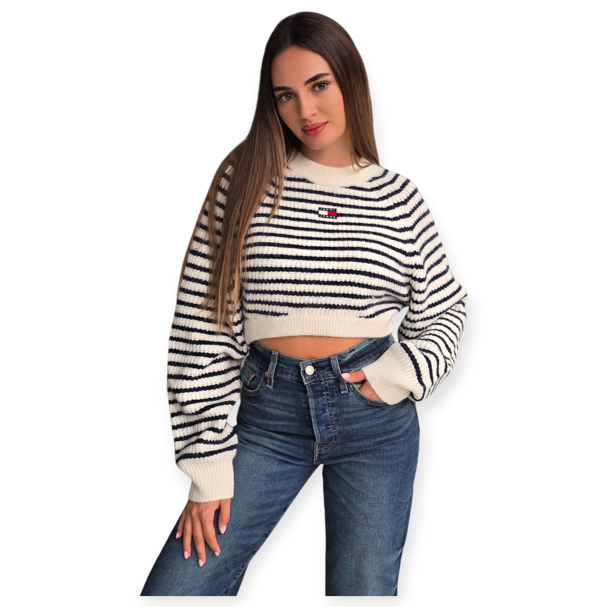 חולצה TOMMY HILFIGER CROP BADGE SWEATHER חולצה TOMMY HILFIGER CROP BADGE SWEATHER