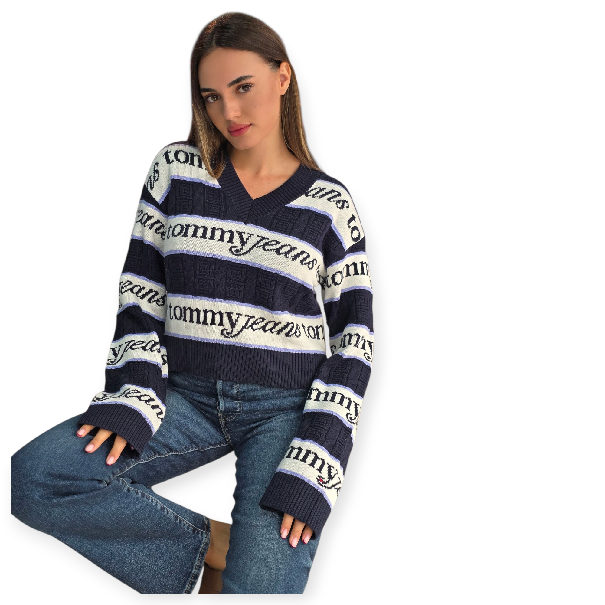 חולצה TOMMY HILFIGER STRIPE LOGO SWEATHER חולצה TOMMY HILFIGER STRIPE LOGO SWEATHER