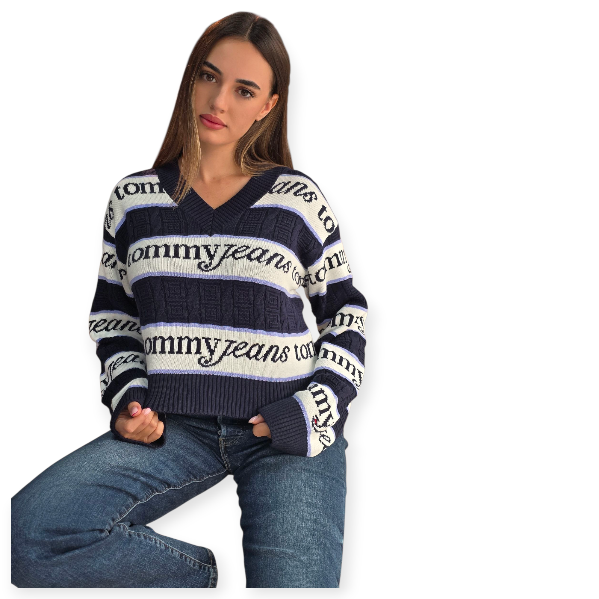 חולצה TOMMY HILFIGER STRIPE LOGO SWEATHER חולצה TOMMY HILFIGER STRIPE LOGO SWEATHER