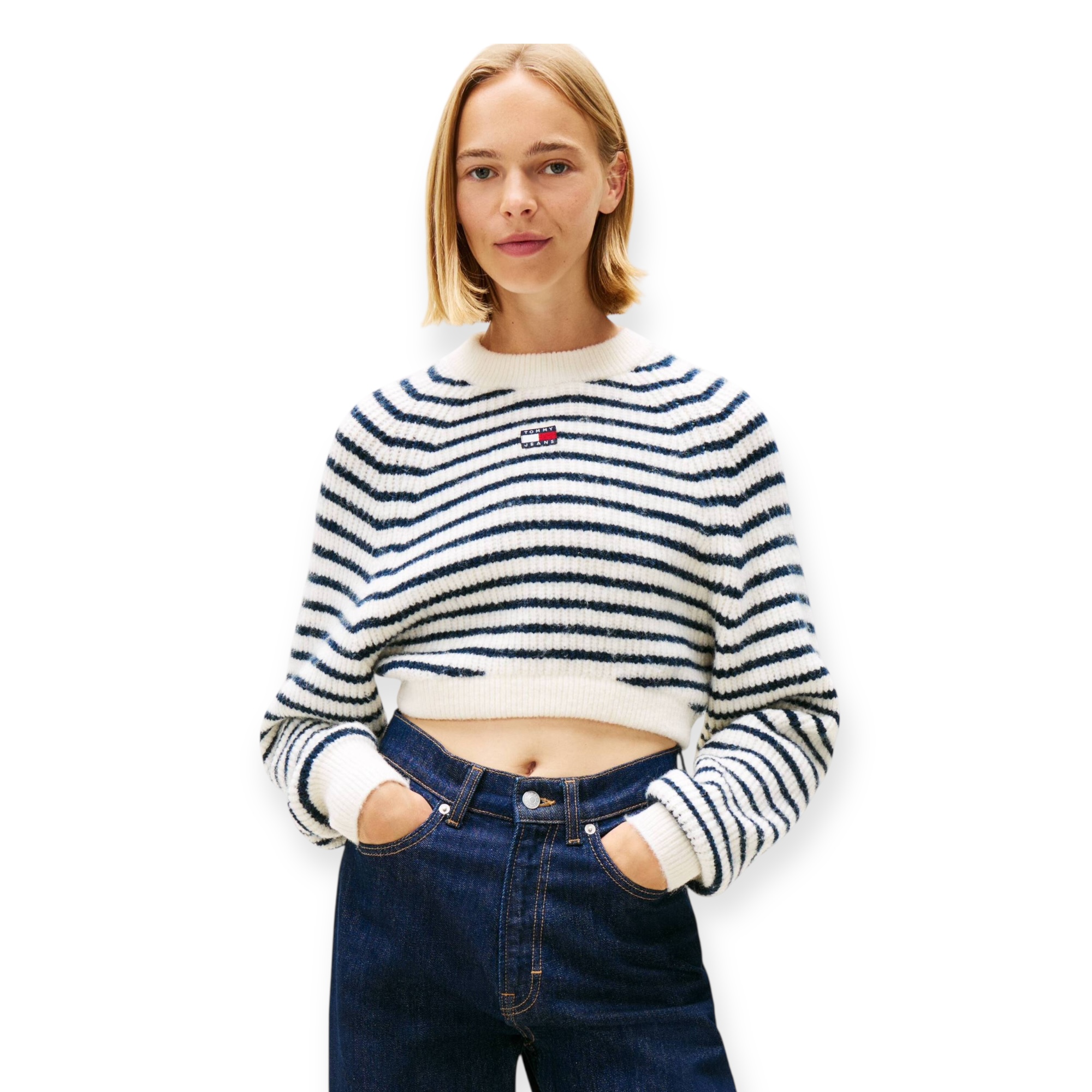 חולצה TOMMY HILFIGER CROP BADGE SWEATHER חולצה TOMMY HILFIGER CROP BADGE SWEATHER