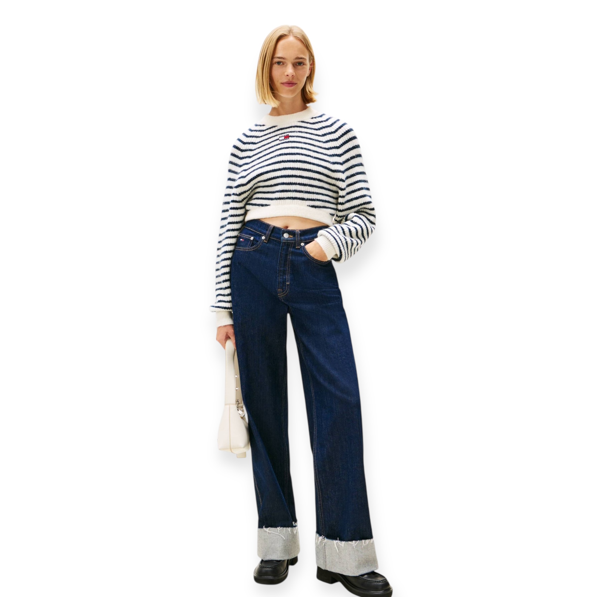 חולצה TOMMY HILFIGER CROP BADGE SWEATHER חולצה TOMMY HILFIGER CROP BADGE SWEATHER