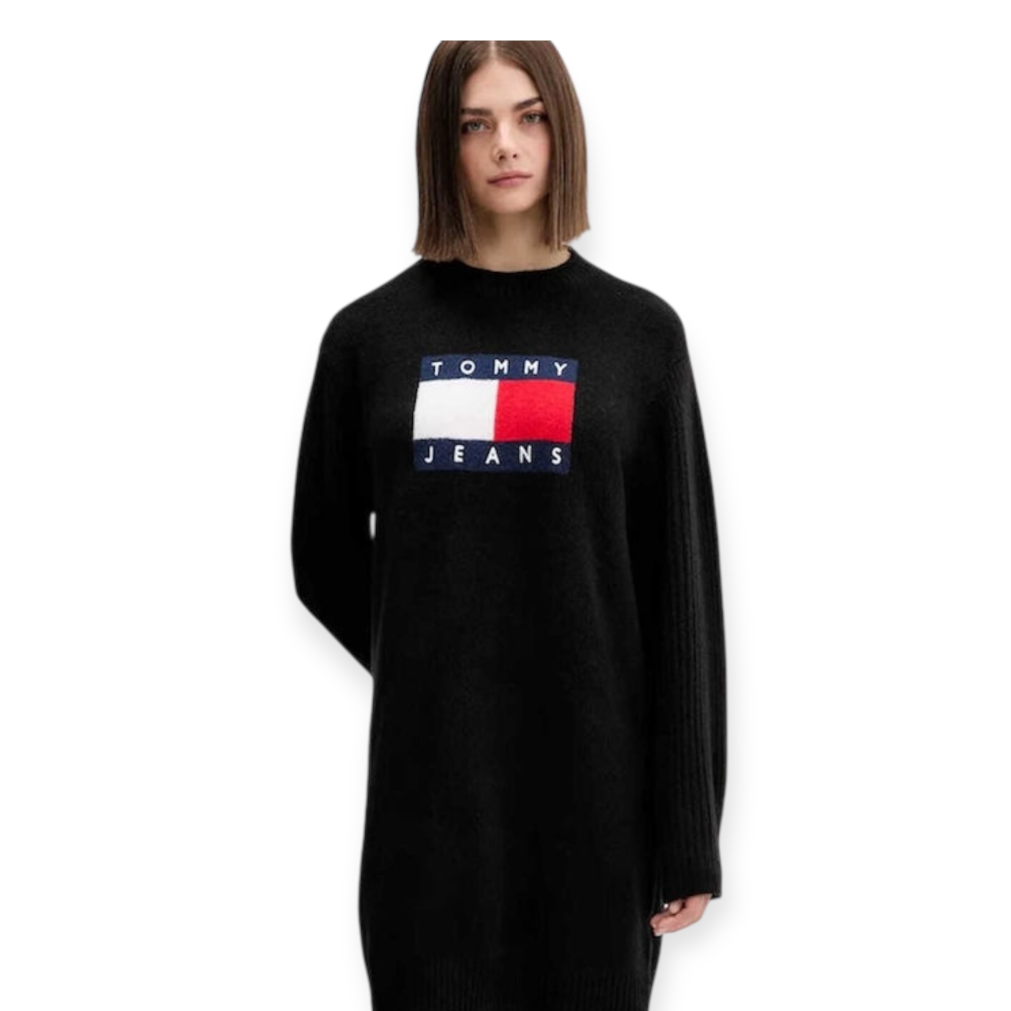 שמלה TOMMY HILFIGER FLAG SWEATER DRESS שמלה TOMMY HILFIGER FLAG SWEATER DRESS